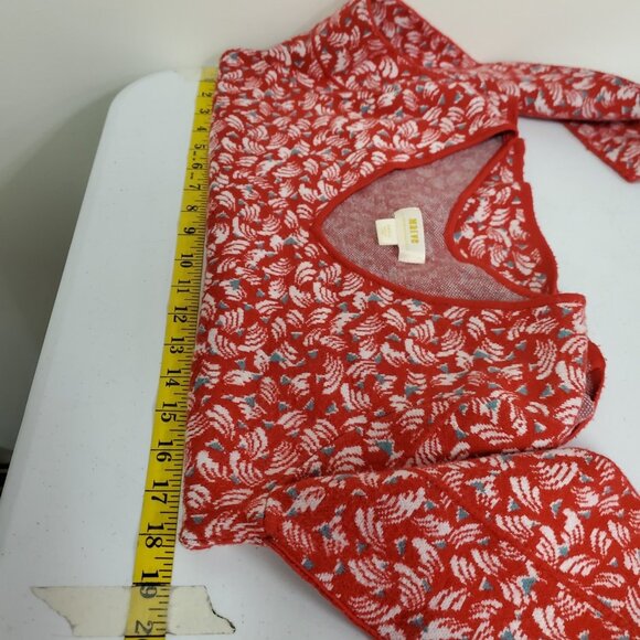 Maeve Anthropologie Womens Oversized Abstract Cropped Sweater Size S Red Boho - Picture 6 of 10